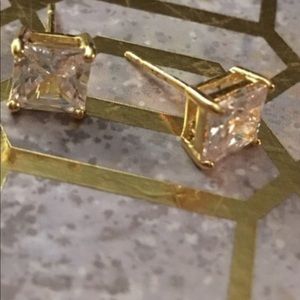14k yellow gold plated princess cut cubic 1.5 ct